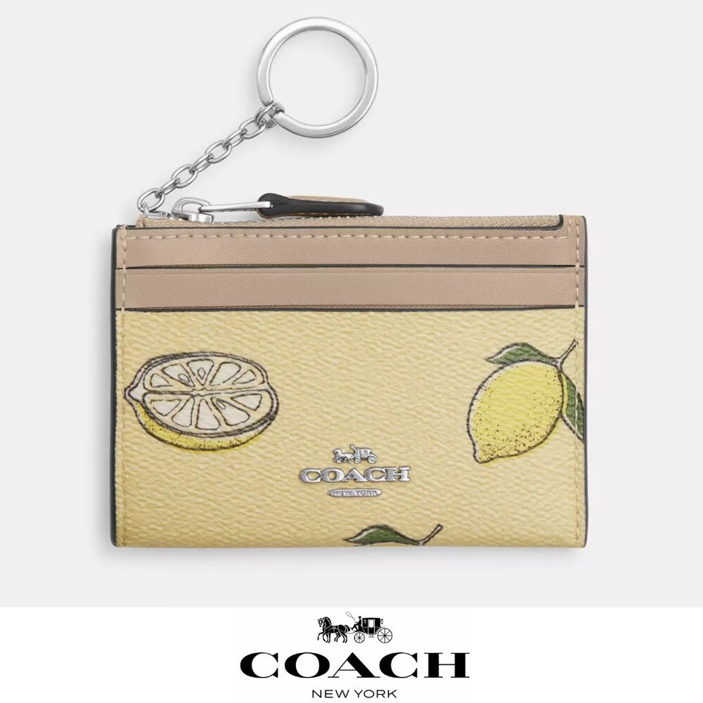 🍋Coach Mini Skinny Id Case With Lemon Print